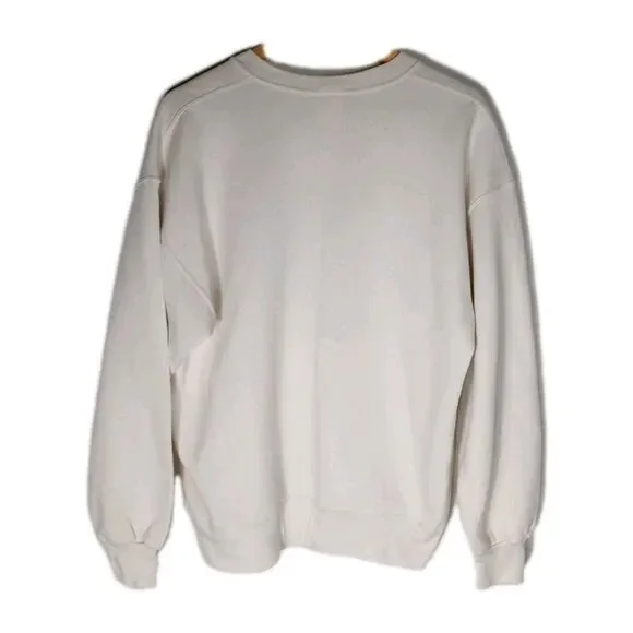 Vtg Jerzees Womens Sweatshirt Embroidered Hummingbird Flowers White Sz L Granny - Picture 2 of 6